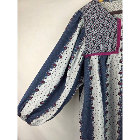 Matilda Jane Womens Shirt Size Large Blue A Quick Getaway Half Sleeve Top Blouse - Picture 4 of 11